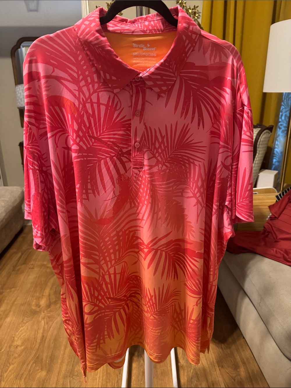 Birdie Bound Tropical Leaves Golf Polo